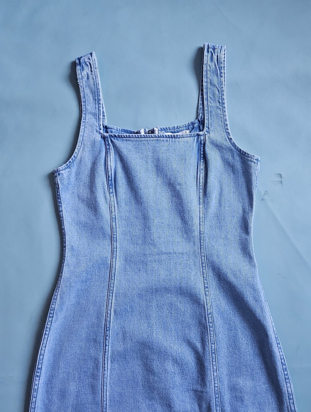 Abercrombie & Fitch Blue Denim Square Neck Sleeveless Column Midi Dress M - Picture 9 of 10